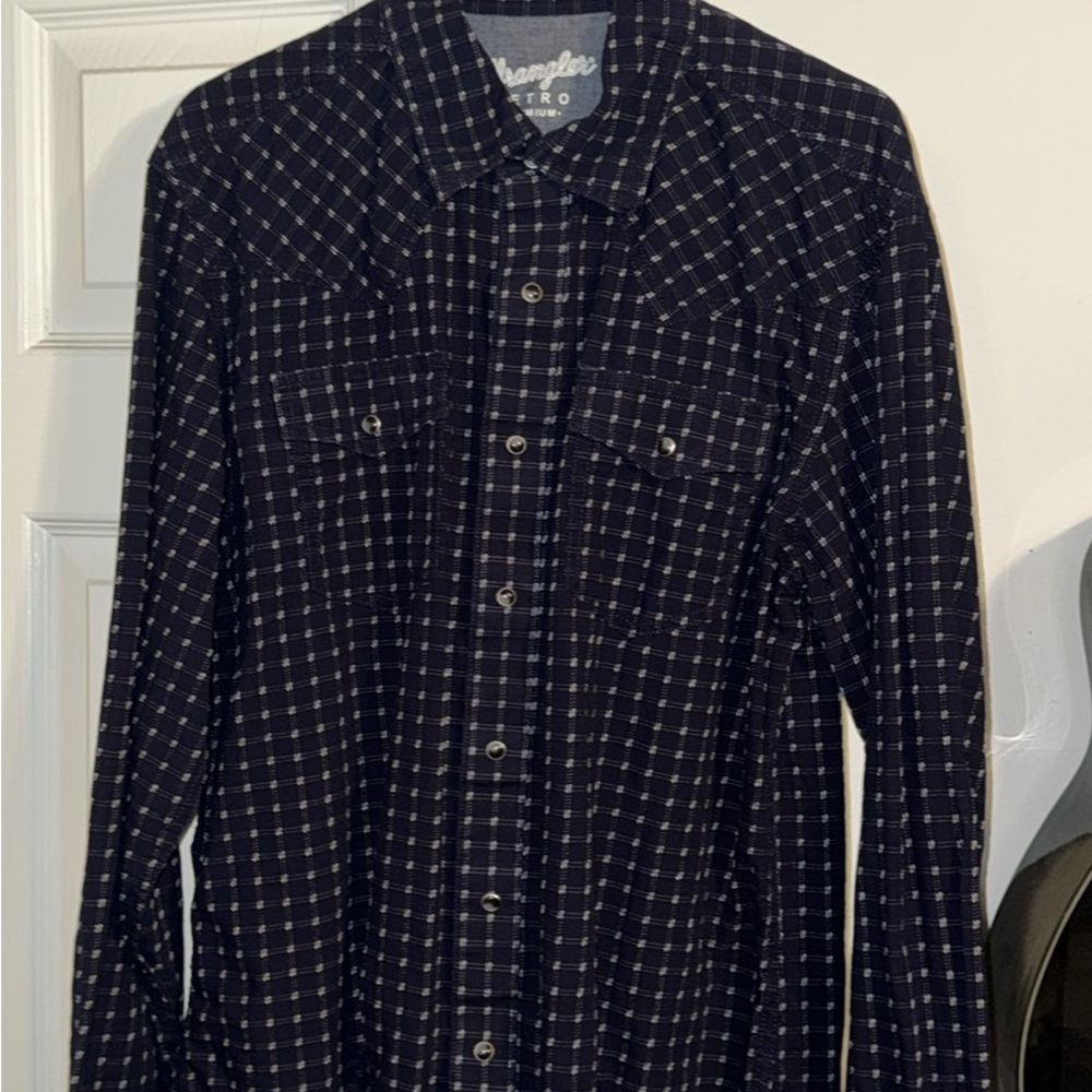Wrangler Men's Navy Checkered Shirt Jacket